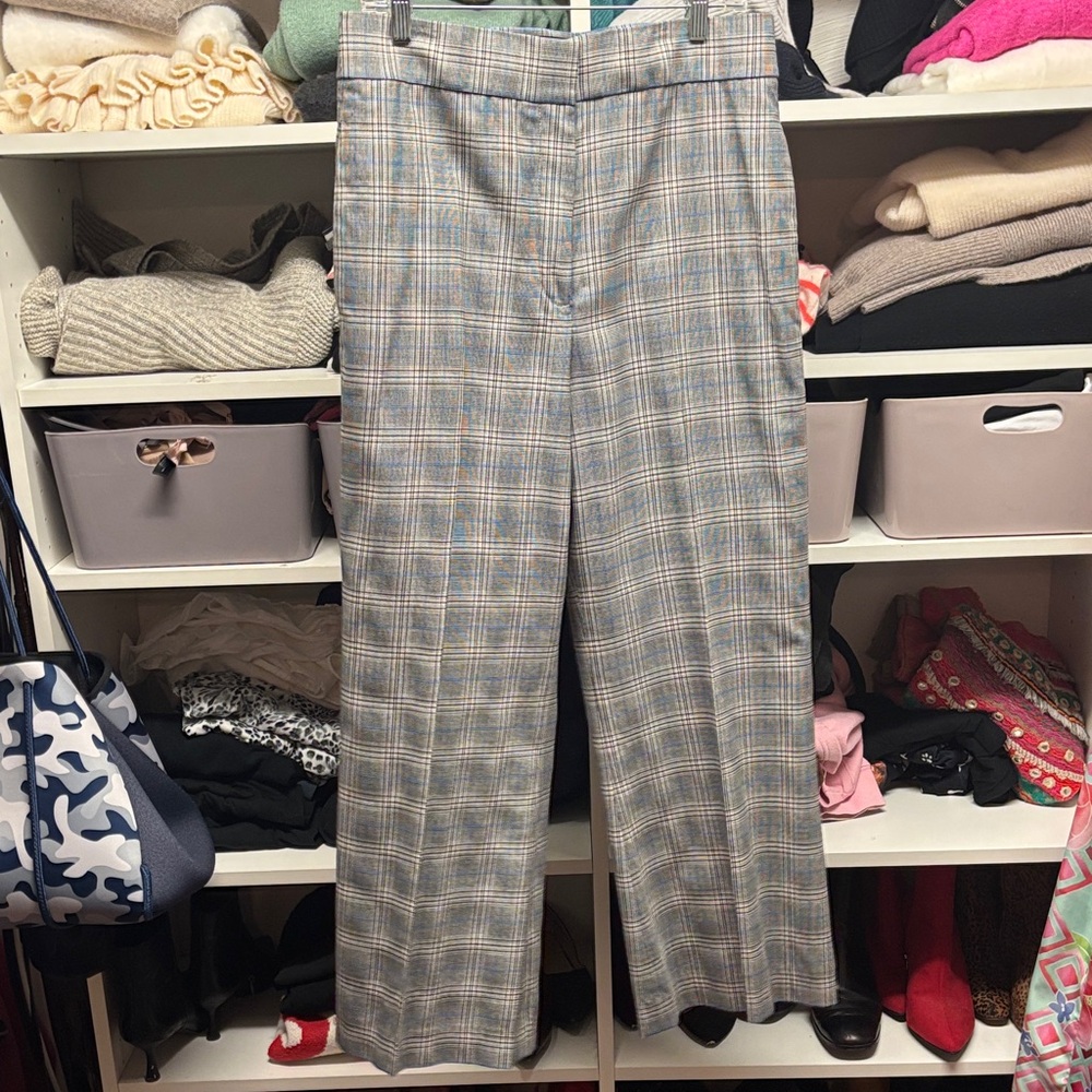 Rebecca Taylor Gray Plaid Wide Leg Pants